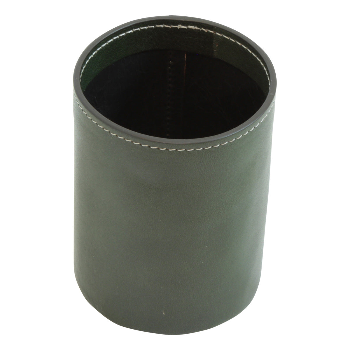 Leather pen cup - green-1